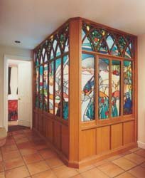 Leo Amery, contemporary stained glass. Bathroom - private collection (GB)