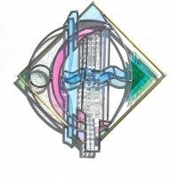 Vitrail de Leo Amery : Arrow of love (45x45x9 cm)